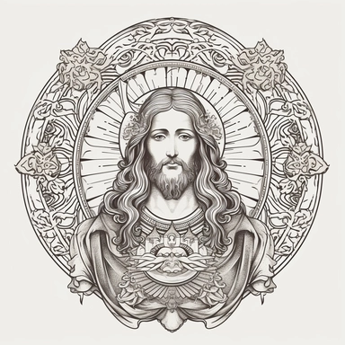 mythological jesus christ, tattoo design, tattoo idea black Line Art, SVG, Clipart, Hand Drawn Vector ancient patterns
