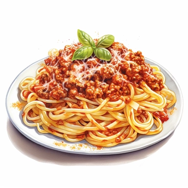 watercolor ultra realistic and hyper detailed illustration of a traditional italian FLasagna Bolognese (with layers of meat sauce, cheese, and pasta) on a plate clipart, white background