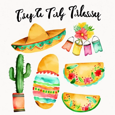 Fiesta clip art - Taco Clip Art - Cinco De Mayo Clip Art - Watercolor clip art