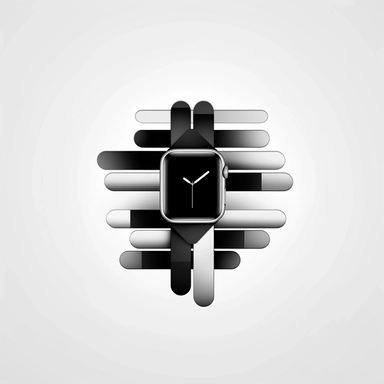 very minimalist, black and white line art, logo showing multiple apple watch bands intertwined, clipart