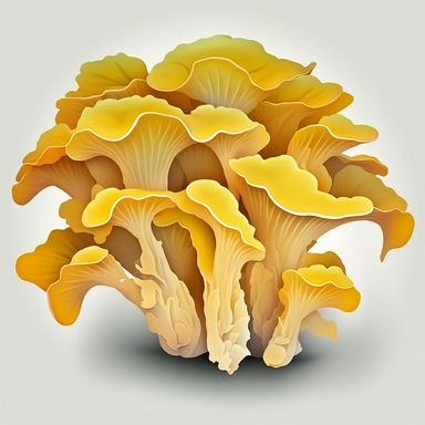 clump of light yellow oyster mushrooms clipart