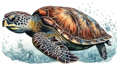 realistic burnished watercolored pencil underwater clipart, detailed, on white background, spaced out