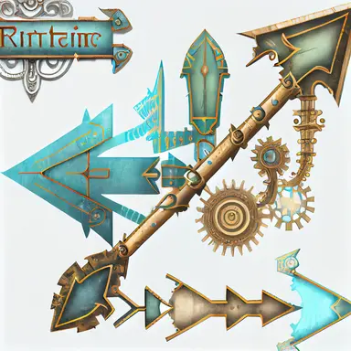 left Arrow clipart, 2d, soft atlantis steampunk style
