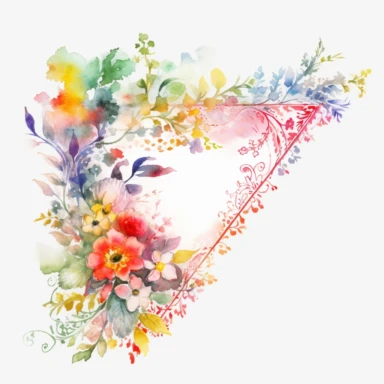 Watercolor Lacy Floral Corners Clipart, white isolated background, space out, hd