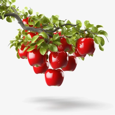 3d apple tree clipart, apples hanging on tree, white background, high quality illustrations__7:4