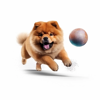 3D Super Realistic Chow Chow Dog chasing the ball Clipart