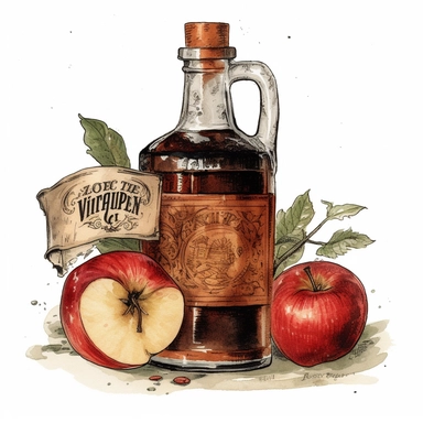 vintage apple cider vinegar clipart, png, white background, detailed, high quality