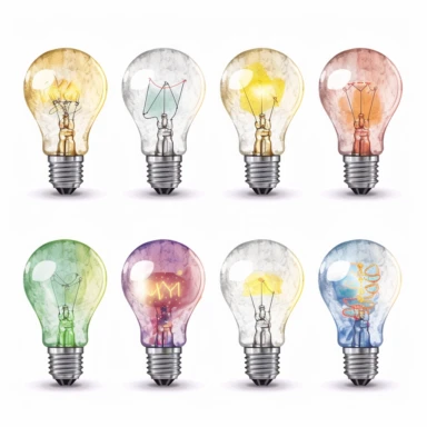 lightbulb clipart set, white background, suitable for printing