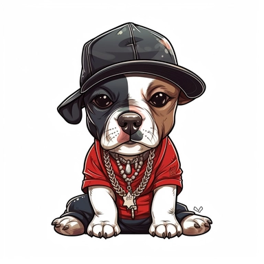 Hiphop Street Style Cute Dog, Wearing baseball cap and a necklace, Cuttable Design Clipart, White Background, cricut--v5