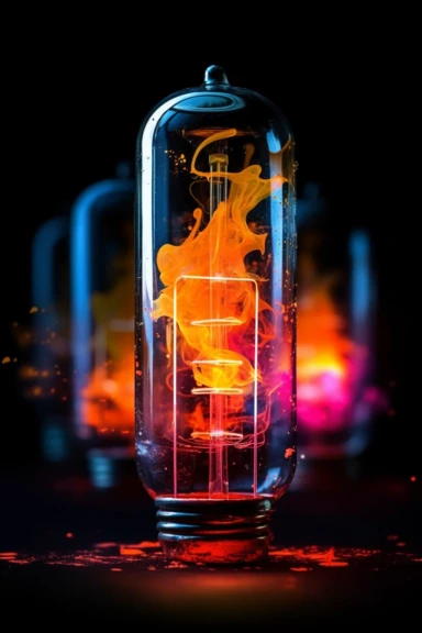 a glowing vacuum tube, paint explosion, vibrant illustration, vector, clipart, alcohol ink, paint splatter, drips