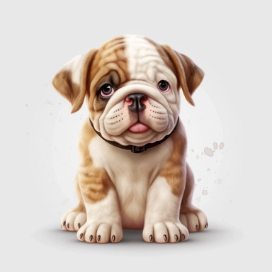 Bulldog puppy, Clipart, Digital art, disney style, hyperdetailed, 1080p, Ultra-HD no background