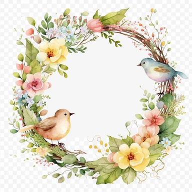 Easter wreath, Disney animation, watercolor, clipart, white background, no background, clipartmax,