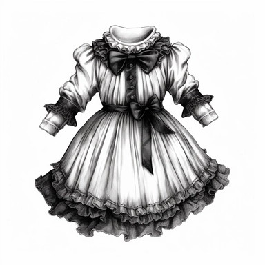 vintage gothic white baby dress, victorian, dark fantasy, clipart, white background