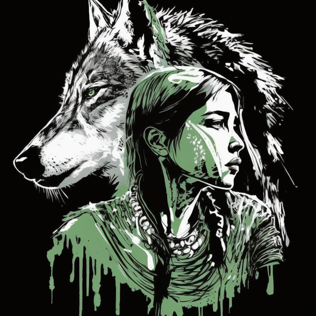 green wolf cliparts