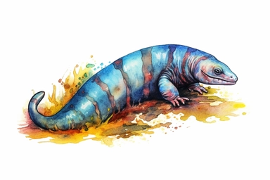 Watercolor, Caecilian Amphibian, clipart, hd, on a white background, spaced out