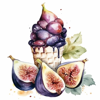 watercolor clipart icecream of figs
