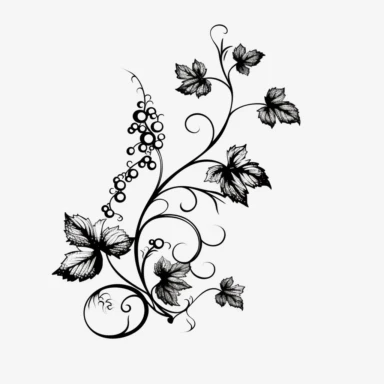 simple vine clip art, clean black line art, no gray color