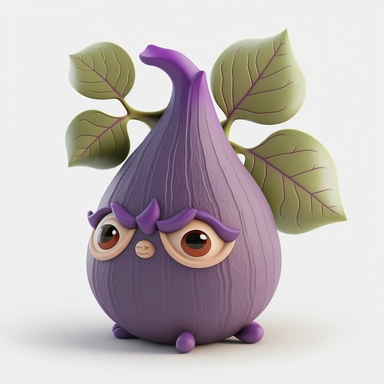 fig clipart in slyle of cute clay cartoon, sharp 3d art illustration, warm violet color, simple, white background, 8k