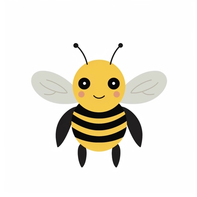 bumble bee clip art, white background, simplistic, minimal