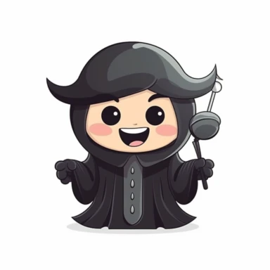 happy cute Judge face, cartoon, clipart, mascot, isolated on white background