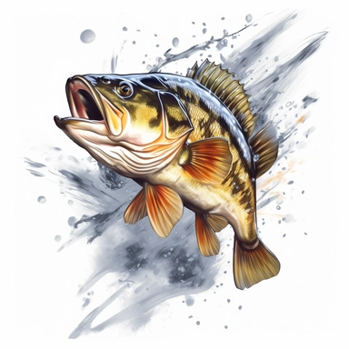 Bass Fish,jumping,Clipart,whitebackground
