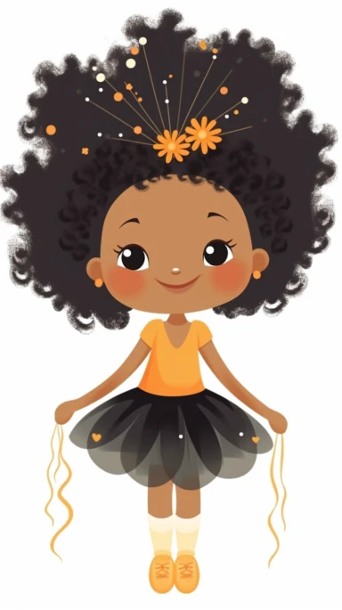 Meet an adorable clipart character, a little Black girl, radiating with individuality and beauty. This heartwarming illustration showcases her lovely hairstyle, cheerful expression, and trendy attire. The clipart style infuses the image with whimsy and joy, making it ideal for various creative endeavors such as crafts, invitations, and digital designs. The character is situated against a clean white background, offering easy placement and customization. The clipart is provided in high resolution