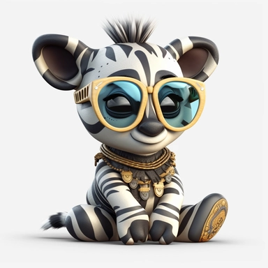 sticker clipart cartoon of a cute zebra cub with sun glasses, dressed with tribal african gear,Ankh, and African masks, 3D, disney pixar style, puppy eyes, looking at athe camera, white background ,high definition, high resulotion, highly detailed, 16K
