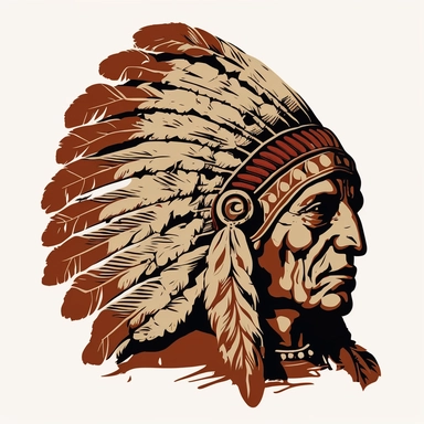 clipart, indian chief logo, white backround