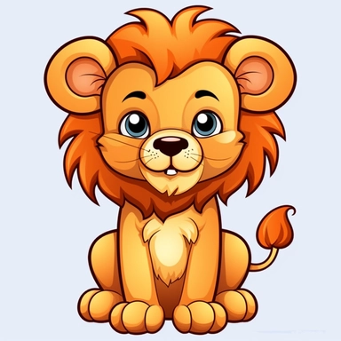 cute cartoon lion clipart, black background,--no cut off edges