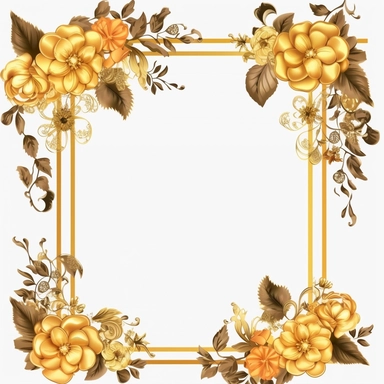 Gold clip art frame PNG clipart gold rectangle with flowers as decoration