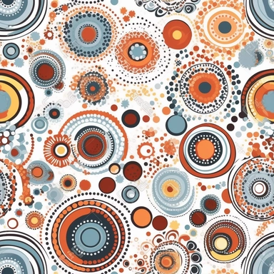 pattern, white background, circles, aboriginal dot painting, clipart, vector, feng shui,