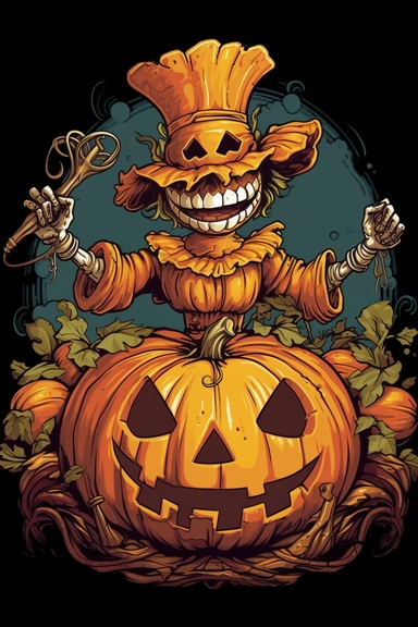 tshirt design, a cartoon style clipart pumpkin, in the style of shiny kitsch pop art carnival of consumerism, sculptural costumes, color stripes, gerald brom, theatrical, lively and energetic