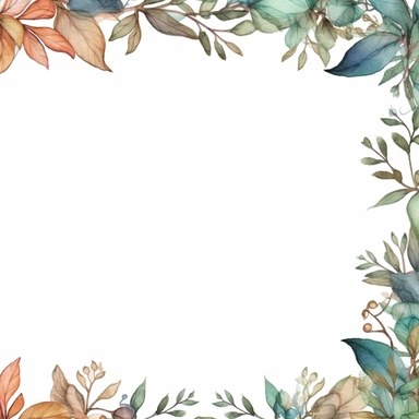 baby leaves, page border style, clipart, watercolor, vintage