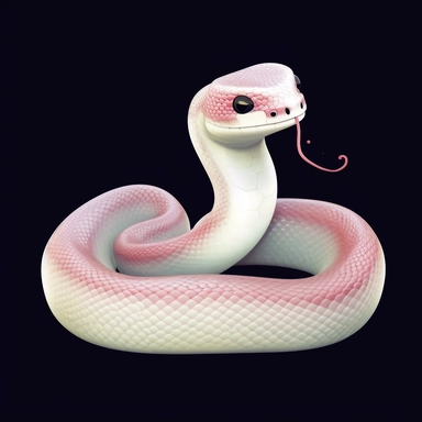 cute little snake with heart shaped pattern on the skin wearing a fancy ladyhat, kawaii, clipart