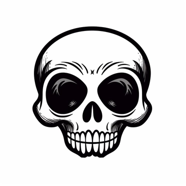 Clip art. Halloween skull. Thick lines. White background. cute cartoon 8k,--q3