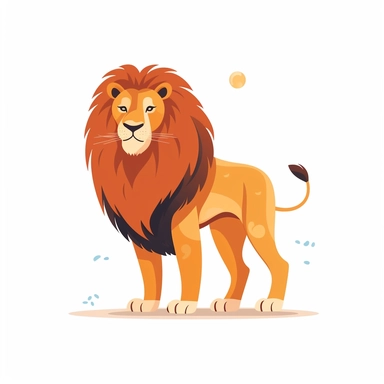 a full body lion, cartoon style, clipart, minimalist, white background, 8k, 300dpi