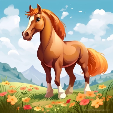 Cartoon horse Field Oil Painting Clip Art