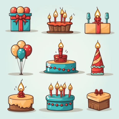 birthday icons and illustrations clipart