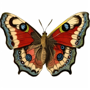 intage Vintage Peacock Britain Butterfly Victorian Illustration, 1920s Illustration, Vintage, Antique, Ephemera, Clipart, 8k, Isolated on white