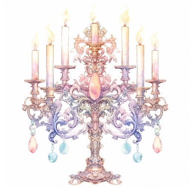 Watercolor detailed intricate princess candelabra in soft colors with diamonds clipart - <@1098423716465102849> (fast) - Image #4 <@1098423716465102849>