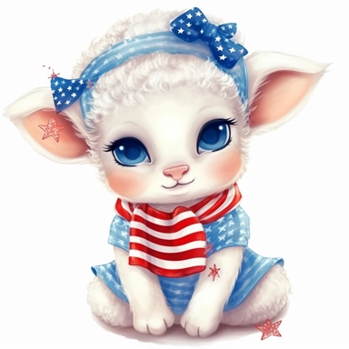 very cute 4th of july themed baby lamb clipart