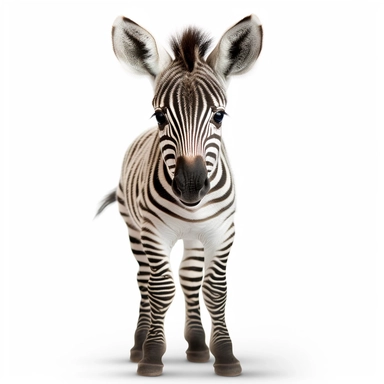 zebra safari baby animal photorealistic clipart,on white background