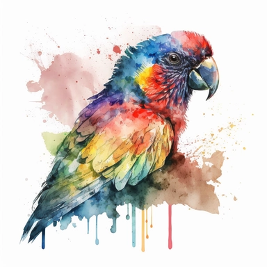 watercolor sketch illustration of Tropical Watercolor fly parrot Clipart, digital art, concept, art, 8k, hd, isolated on a white background