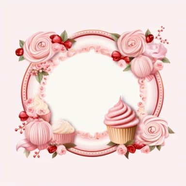 frame design, cute,ice cream decoration, clipart, illustration image, png, simple, baby pink