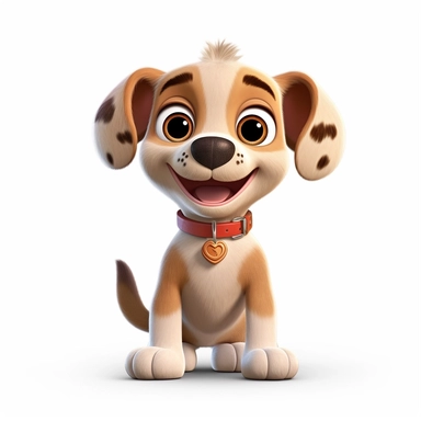 An adorable cute happy puppy dog with big puppy eyes, 3D image, full body image, pixar style, clipart