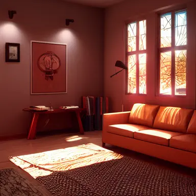 Cozy 3D livingroom, brown furniture, white walls, high detail, epic detailed, very clear, colors, evironment, hyper realism, high details, octane render, unreal engine realistic, hd, Clean Cel vector art by Kuroko no Basuke , Sailor Moon and A Whisker Away, simple illustration, clipart