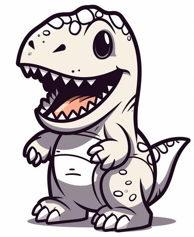 Isometric Sticker Clip Art of a cute T-Rex for Childrens Coloring Book, simple vector lines, children friendly, illustrated in a playful and style in black lines with white background, perfect for any special occasion, cut out in the shape of a T-Rex, with no visible background, giving it the appearance of a sticker, conveying a mystical and whimsical mood, edited with Adobe Photoshop to adjust brightness and contrast, rendered as a transparent PNG file with a high resolution to ensure a crisp a