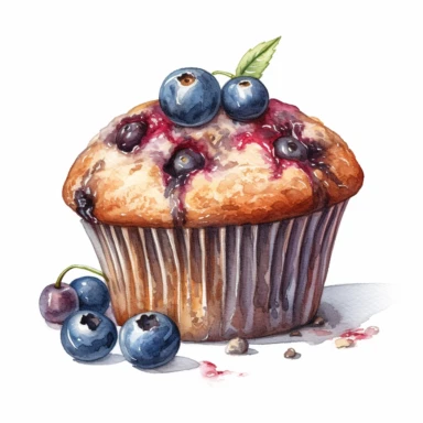 hand painted muffin clipart for cookbook illustration no background