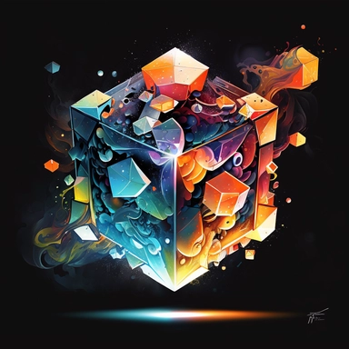 tesseract, abstract in style of clipart kids
