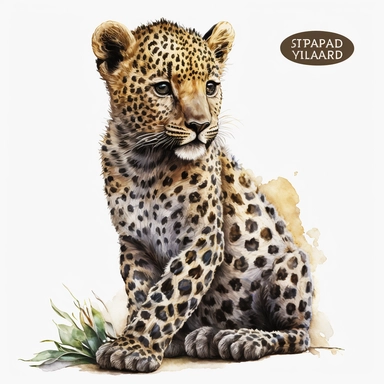 Leopard Watercolor, watercolor clipart, Tropical, Africa, African Animals, watercolor clipart, baby shower, transparent background, png, high detail, 8k - d, 32k